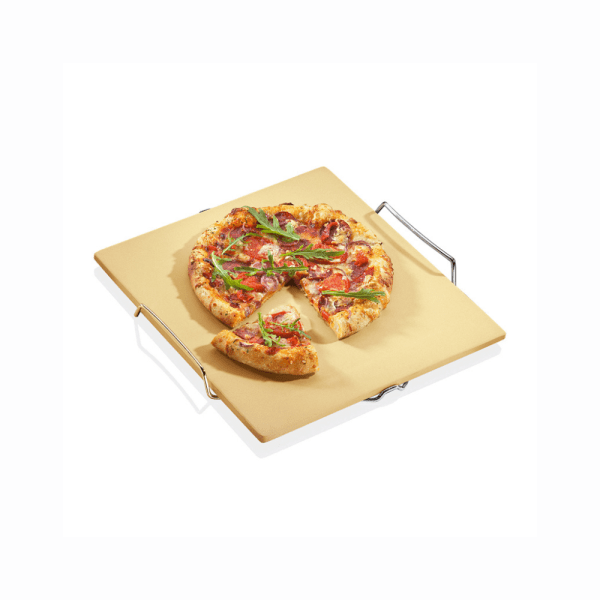 Kuchenprofi - Pietra per pizza rettangolare con supporto cm 38x35,5