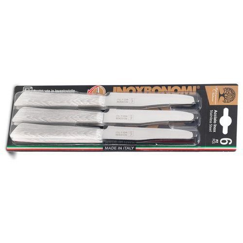 Inoxbonomi Italian Table Stainless Steel Knife 11 cm Blue, Set of 6