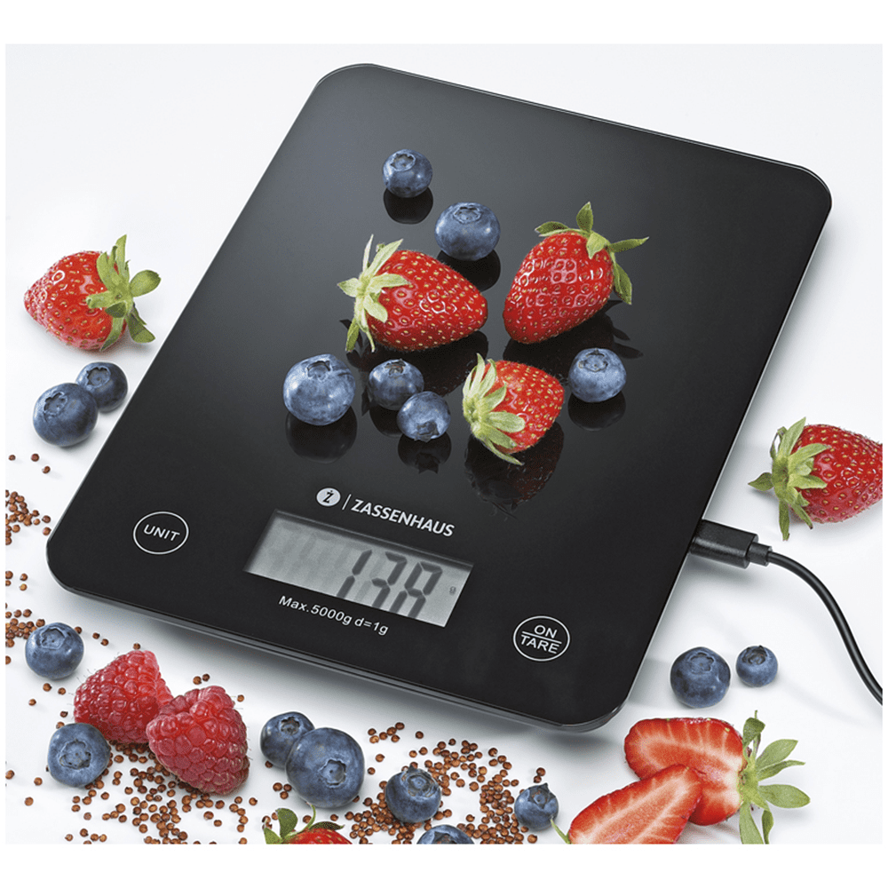 Bilancia da cucina digitale 5 kg Vetro temperato-plastica Rosso 20