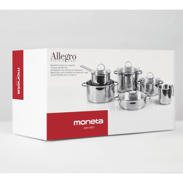 Moneta - Batteria Allegro Acciaio Inox - 10 Pezzi