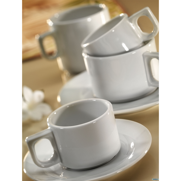 Kutahya - Piattino Bianco per Tazza Caffè Pera Ø11,7 cm - Set 6 pz