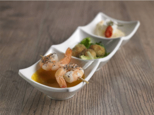 Leone - Coppetta Tre Scomparti in Melamina Bianca 24,5x8,5 cm