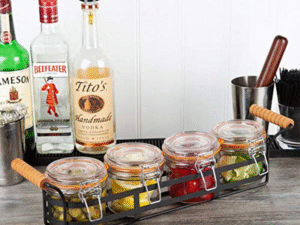 TableCraft - Porta Barattoli in Filo con 4 Barattoli da 350ml