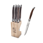 Laguiole - Coltello Bistecca Marrone Scuro Lama Seghettata 11 cm - Set 6 pz