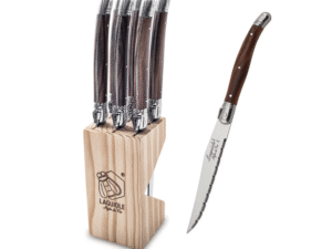 Laguiole - Coltello Bistecca Marrone Scuro Lama Seghettata 11 cm - Set 6 pz