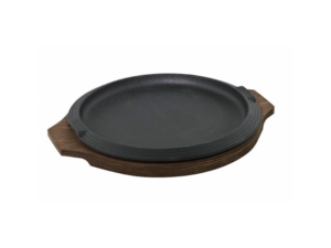 Ilsa – Piatto Tondo in Ghisa con Vassoio in Legno Ø 21 cm