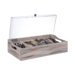 APS - Contenitore Portaposate in Legno con Coperchio 51x28 cm
