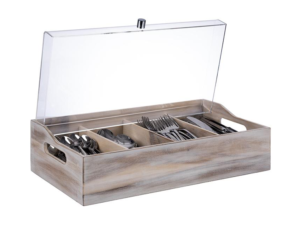 APS - Contenitore Portaposate in Legno con Coperchio 51x28 cm
