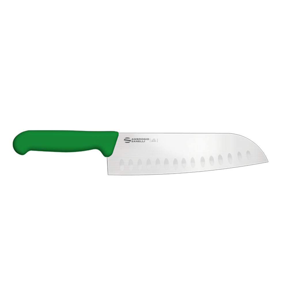 Sanelli Ambrogio - Coltello Santoku Alveolato 20 cm Supra - Manico Verde Sanelli Ambrogio - Coltello Santoku Alveolato 20 cm Supra - Manico Verde